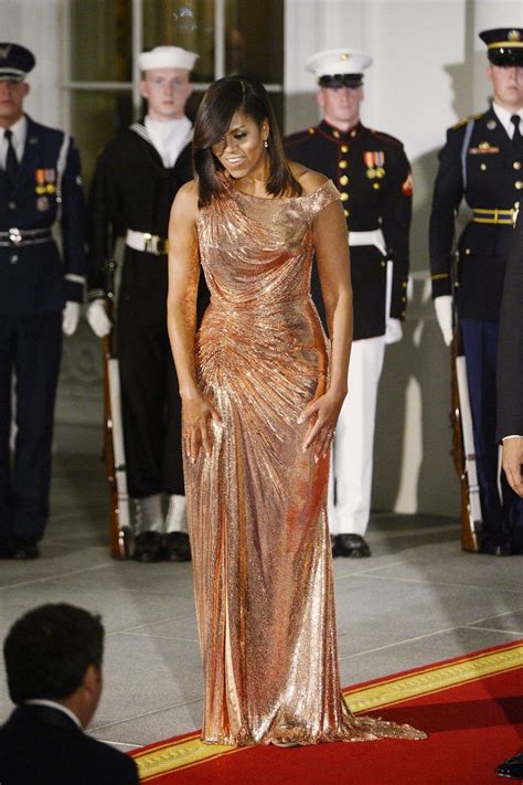 Obama rose gold dresses